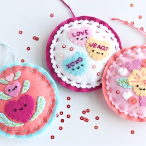 Hearts Day Felt Ornaments DIY Project PDF Patterns and Instructions image 3