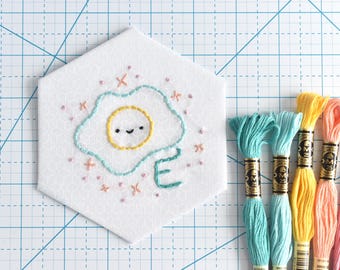 E is for Egg - Kawaii Alphabet Embroidery Pattern PDF