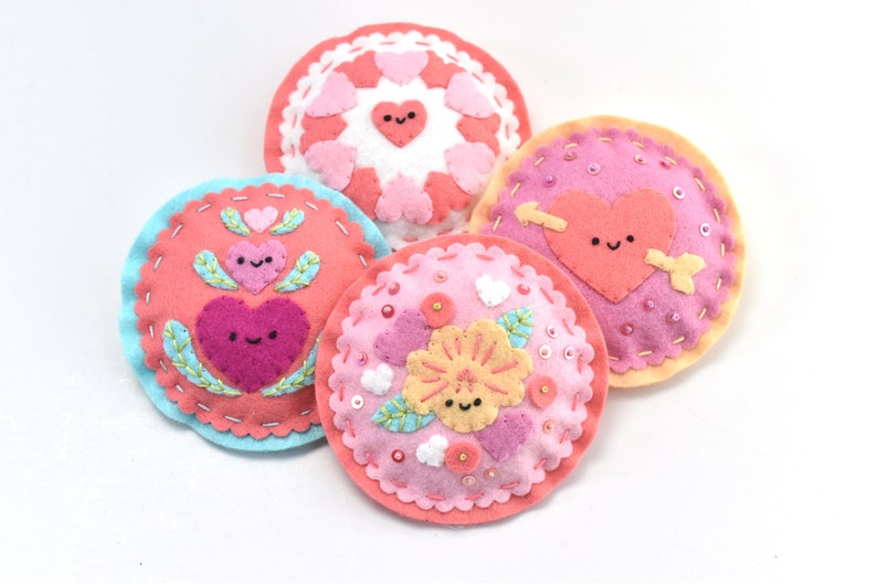 Hearts Day Felt Ornaments DIY Project PDF Patterns and Instructions image 6