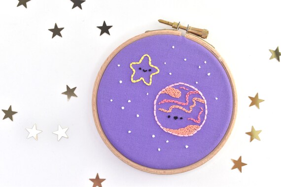 【amour様】planet3rd hand embroidery best Planets and Stars Hand Embroidery pattern download – Little