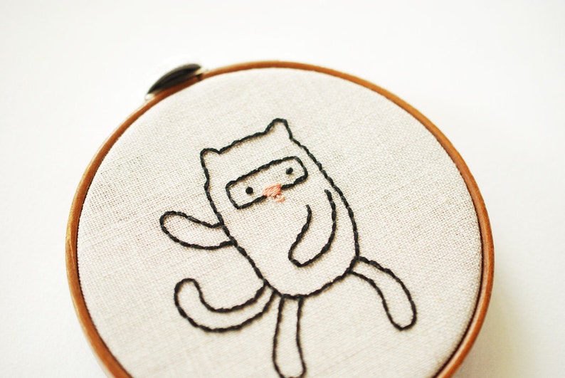 Ninja Cat in 5 Poses Hand Embroidery Pattern PDF image 2