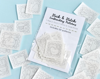 Tiny Commemoratives Stick & Stitch Embroidery Patterns - Kawaii Postage Stamp Designs