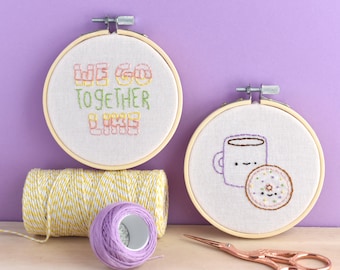 We Go Together - Set of 9 Food Pairings and Text Embroidery Patterns