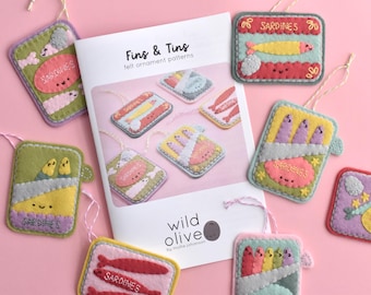 Fins & Tins Sardine Can Felt Ornament Pattern - Printed Pattern Booklet