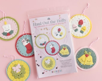 Haul Out the Holly Felt Ornament Kit - DIY Kawaii Holiday Decorations