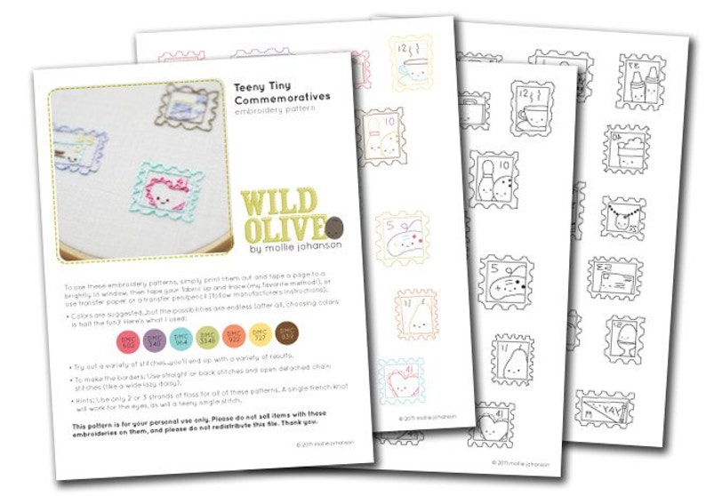 Teeny Tiny Commemoratives Stamp Downloadable Embroidery Pattern image 2