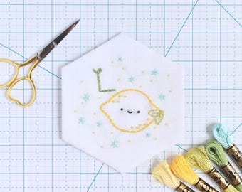 L is for Lemon - Kawaii Alphabet Embroidery Pattern PDF