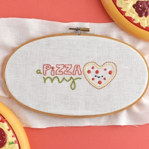 A Pizza My Heart PDF Hand Embroidery Pattern image 1