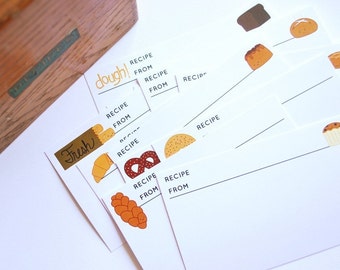 Dough - Baked Goods Characters Printable 4x6 Recipe Cards