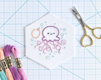 O is for Octopus - Kawaii Alphabet Embroidery Pattern PDF