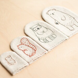 Woodland Animal Embroidered Finger Puppet Embroidery Pattern and Sewing Project image 3