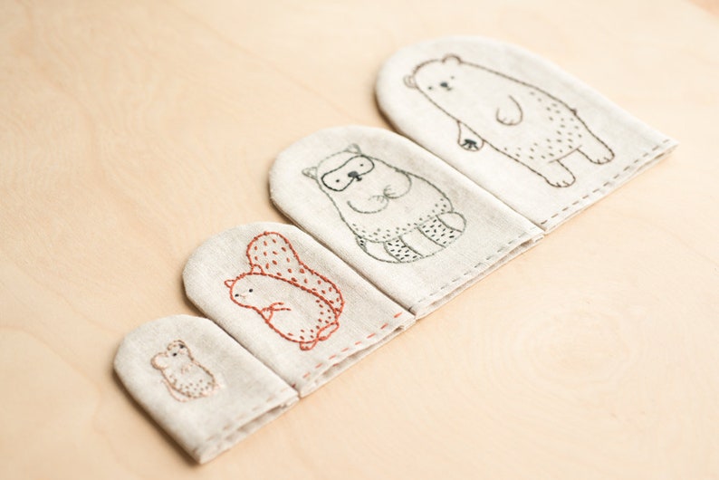 Woodland Animal Embroidered Finger Puppet Embroidery Pattern and Sewing Project image 3