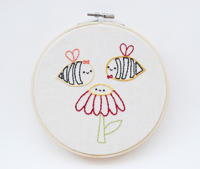 A Heart Full of Honey Honey Bee Valentine PDF Embroidery Pattern image 2