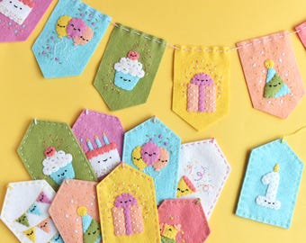 Celebrate Happy Felt Ornaments - Gift Tag & Garland DIY Project with PDF Patterns and Instructions