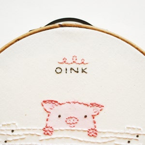 OINK Piggy Mini Embroidery Pattern image 1