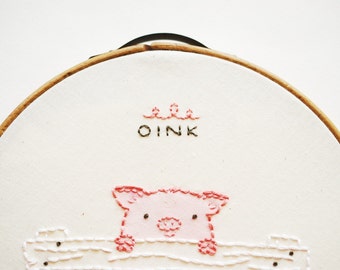 OINK - Piggy Mini Embroidery Pattern