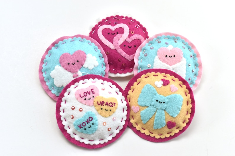 Hearts Day Felt Ornaments DIY Project PDF Patterns and Instructions image 7
