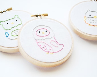 Little Owls - Bird Mini Embroidery Pattern