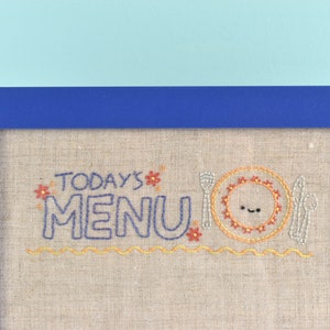 Le menu du jour - Tableau de menu brodé, motif et projet de broderie PDF
