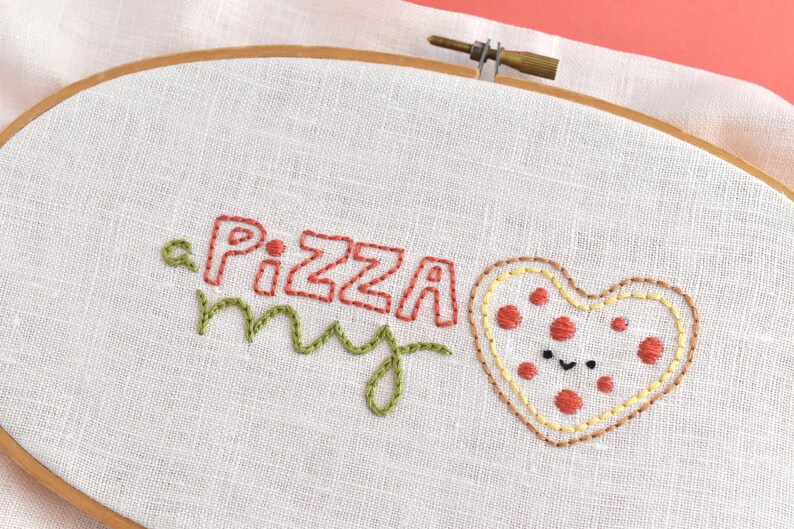 A Pizza My Heart PDF Hand Embroidery Pattern image 6