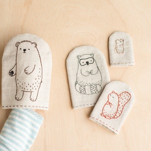 Woodland Animal Embroidered Finger Puppet Embroidery Pattern and Sewing Project image 2