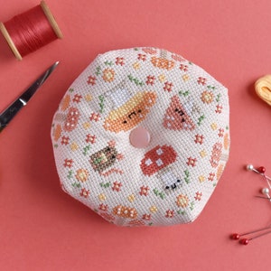 Mushroom Merriment Biscornu Pattern - Kawaii Cross Stitch PDF