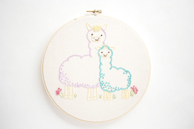 Loving Alpacas Animal Mama and Baby Embroidery Pattern image 3