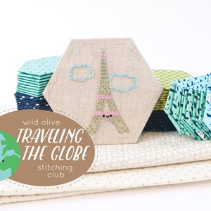 Traveling the Globe Stitching Club - Embroidery and EPP Mini Quilt Project