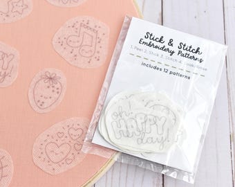 Oh! Happy Day! Stick & Stitch Embroidery Patterns - Kawaii Designs to Make Your Smile