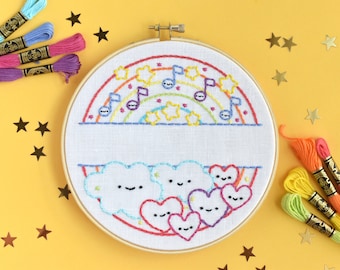 Rainbow Connection Customizable Name/Word PDF Hand Embroidery Pattern