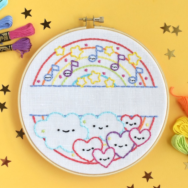 Rainbow Connection Customizable Name/Word PDF Hand Embroidery Pattern