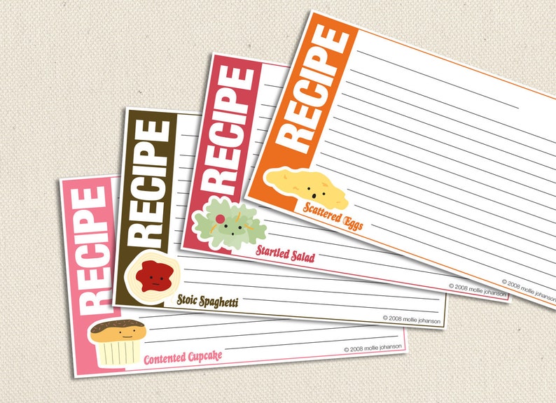 Food Friends 3x5-inch Printable Recipe Cards image 1