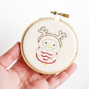 Little Owls at Christmas - Holiday Bird Embroidery Pattern