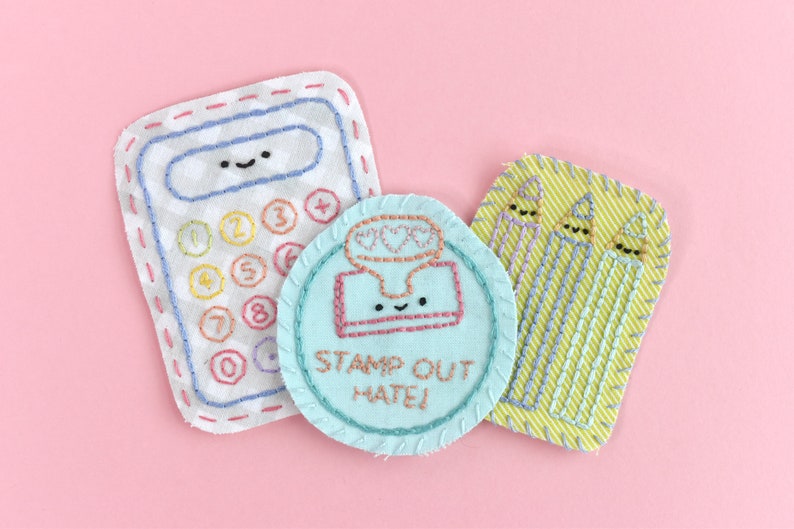 Desk Mates Kawaii Stationery PDF Hand Embroidery Pattern and Patch Tutorial image 6