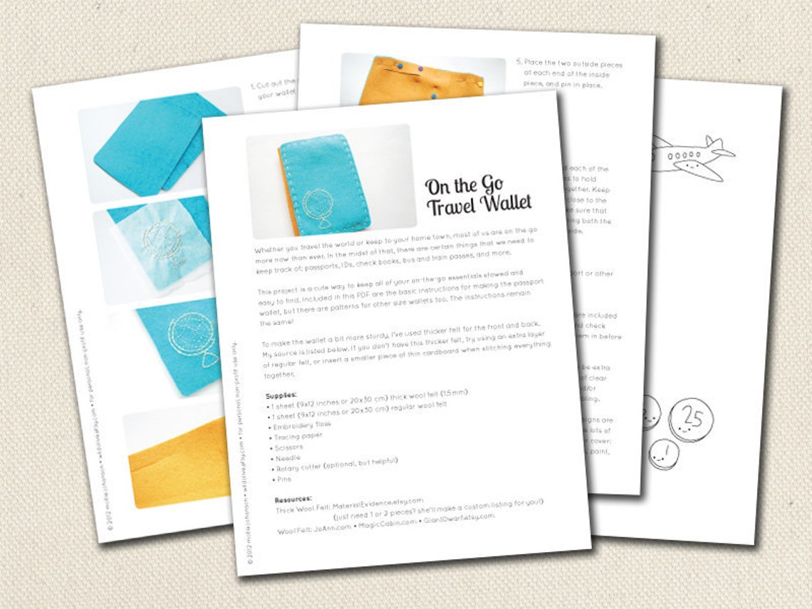 On the Go Travel Wallet DIY Project PDF Patterns and Etsy