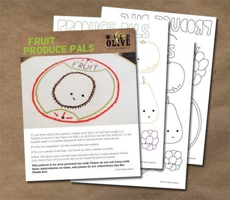 Patrón de bordado PDF Fruit Produce Pals imagen 2