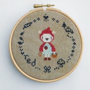 Little Red PDF Cross Stitch Pattern Happy Stitching with Hazel and Hoot image 2