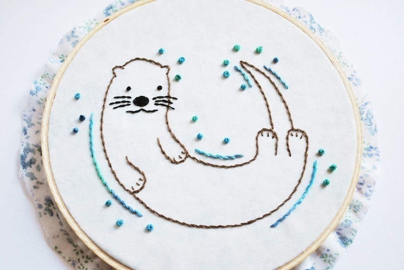 Sweet Otter Animal Embroidery Pattern image 2