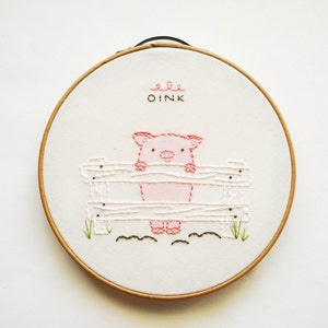 OINK Piggy Mini Embroidery Pattern image 2