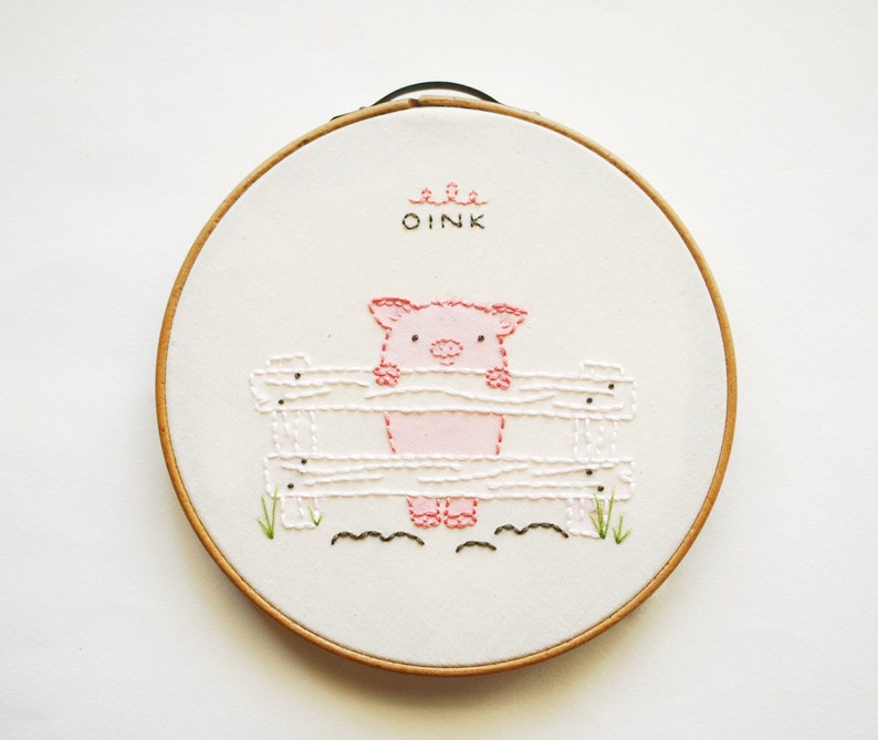 OINK Piggy Mini Embroidery Pattern image 2