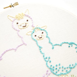 Loving Alpacas Animal Mama and Baby Embroidery Pattern image 1