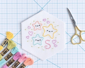 S is for Stars - Kawaii Alphabet Embroidery Pattern PDF