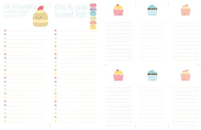 Sweet Treats Printable Lists | Etsy