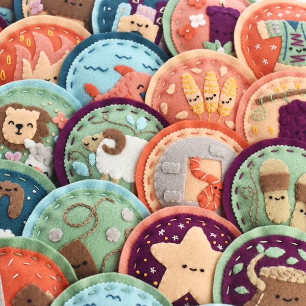 Jesse Tree Advent Felt Ornaments - DIY Project PDF Patterns for Applique and Embroidery + Printable
