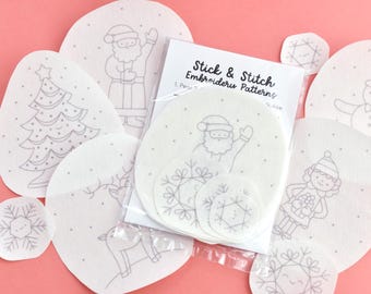 Christmas Friends Stick & Stitch Embroidery Patterns - Holiday Character Designs -