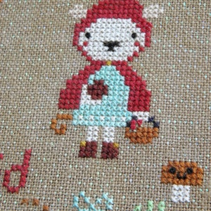 Little Red PDF Cross Stitch Pattern Happy Stitching with Hazel and Hoot image 3