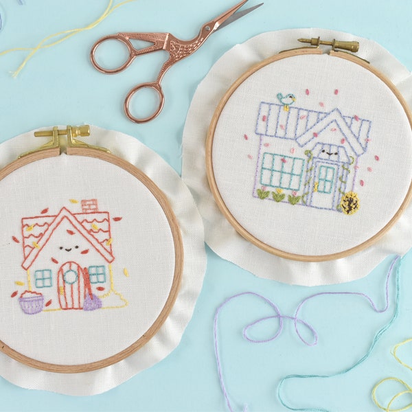 Tiny Houses Through the Year Hand Embroidery Pattern