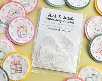 Advent Tinies Stick & Stitch Embroidery Patterns - Kawaii Christmas Designs