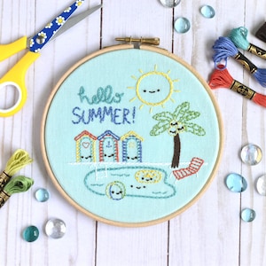 Hello Summer PDF Hand Embroidery Pattern image 1