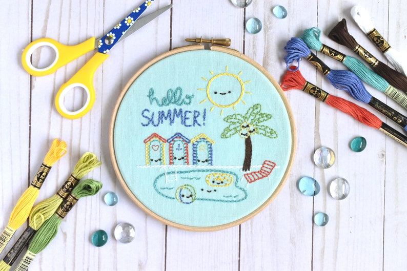 Hello Summer PDF Hand Embroidery Pattern image 1